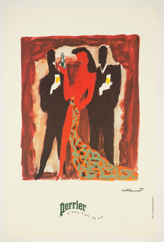 Linen Perrier Femme Au Bar By Bernard Villemot 1980 Vintage Poster On
