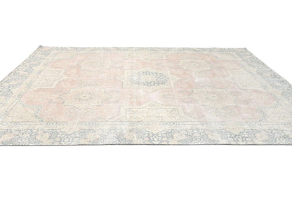 9X12 Ft Antique Hand-Knotted Muted Floral