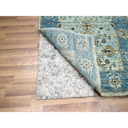 2'7"X8'1" Blue Shah Abbas Flower Design Agra Wool Hand Knotted Runner Rug