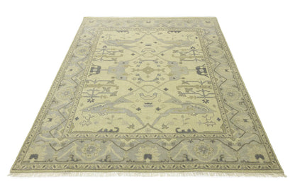 Large Handmade Oushak Oriental Rug Floral Design