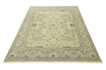 Large Handmade Oushak Oriental Rug Floral Design