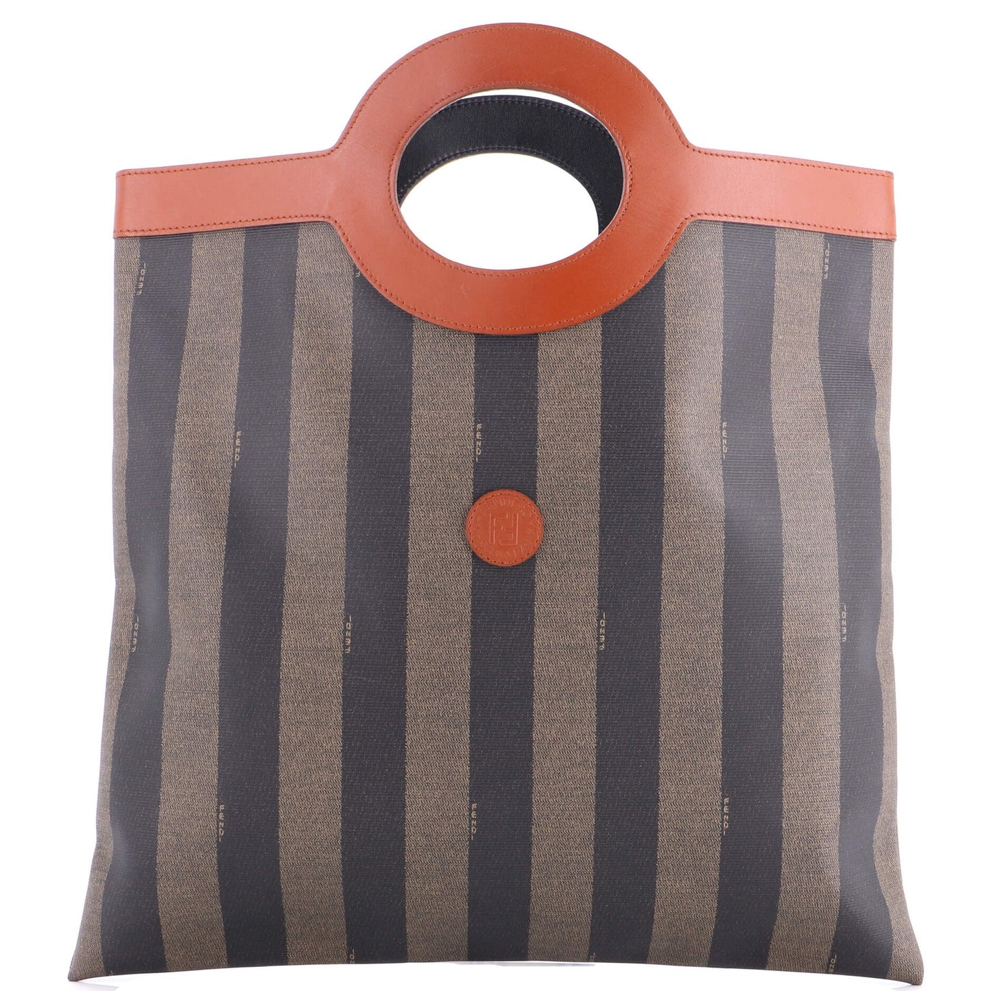 Fendi Vintage Pequin Cut Out Handle Bag Coated Canvas Large