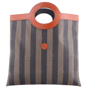 Fendi Vintage Pequin Cut Out Handle Bag Coated Canvas Large