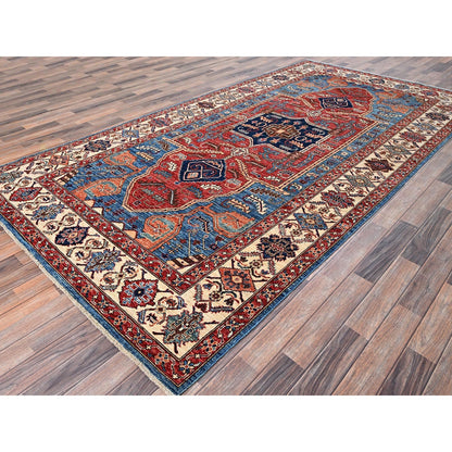 6'1"X11'7" Blue Aryana Grade Seeripe Heris Wool Hand Knotted Runner Rug