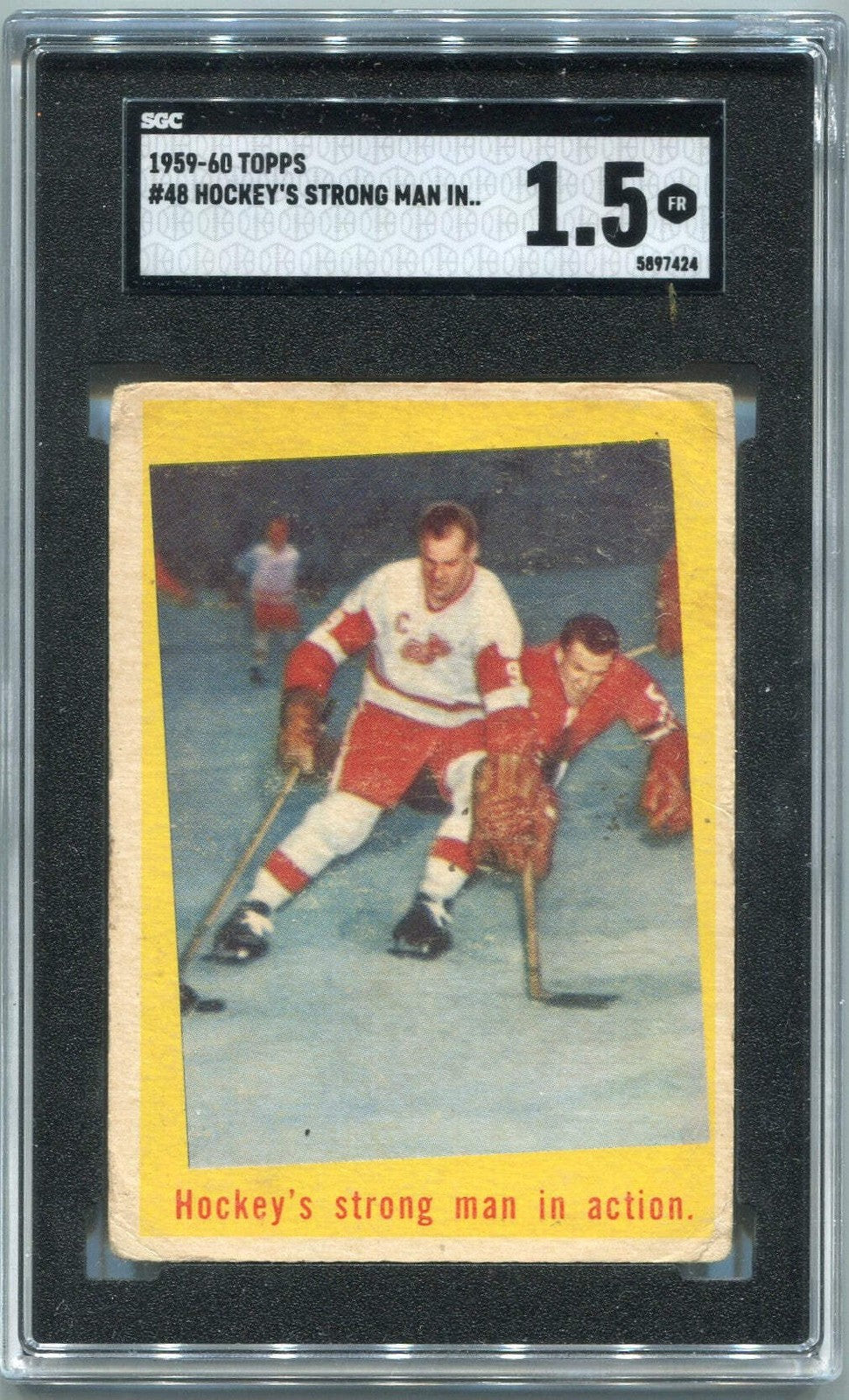Gordie Howe 1959 - 1960 Topps Hockey'S Strong Man In Action Card #48 Sgc Graded