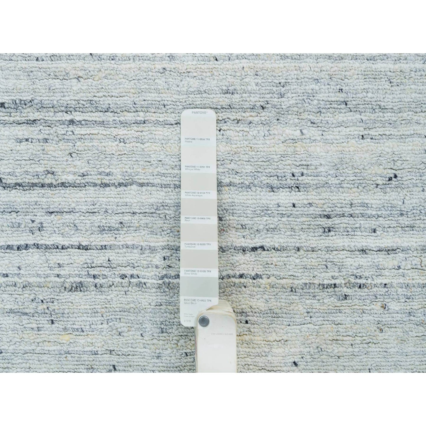 12'X12' Ivory Wool Hand Loomed Plain Modern Striae Design Round Rug