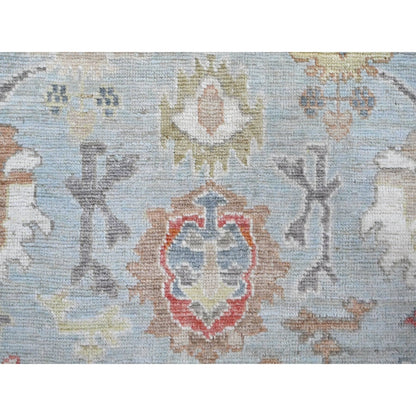 8'10"X12' Iceberg Blue Hand Knotted Afghan Angora Oushak Oriental Rug