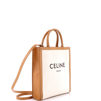 Celine Vertical Cabas Tote Canvas With Leather Small
