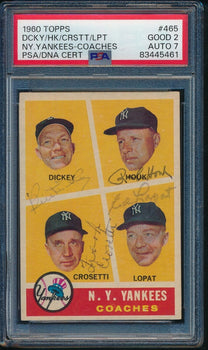 1960 Topps N.Y. Yankees Coaches #465 Multi-Signed