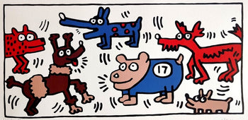 Keith Haring Lithograph From An Painting Coa