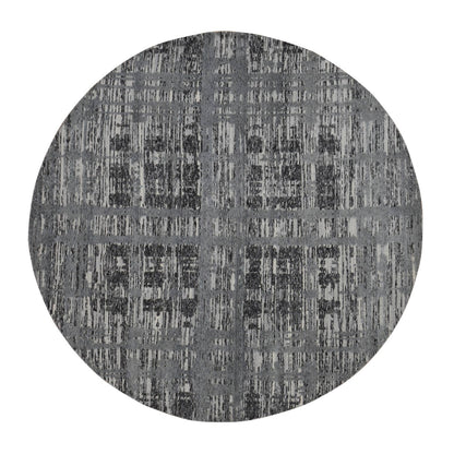 8'X8' Gray Hand Spun Undyed Natural Wool Modern Hand Knotted Round Rug