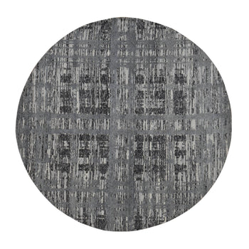 8'X8' Gray Hand Spun Undyed Natural Wool Modern Hand Knotted Round Rug