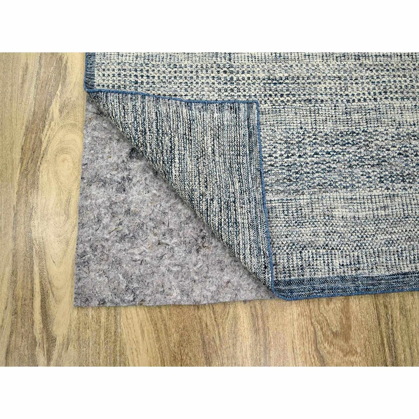 6'X9'1" Navy Blue Wool Rug Hand Knotted Oxidized Grass Design Oriental