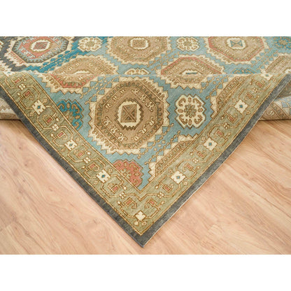 9'1"X12'1" Hand Knotted Wool,Caucasian Gul Motifs Distinct Abrash Rug