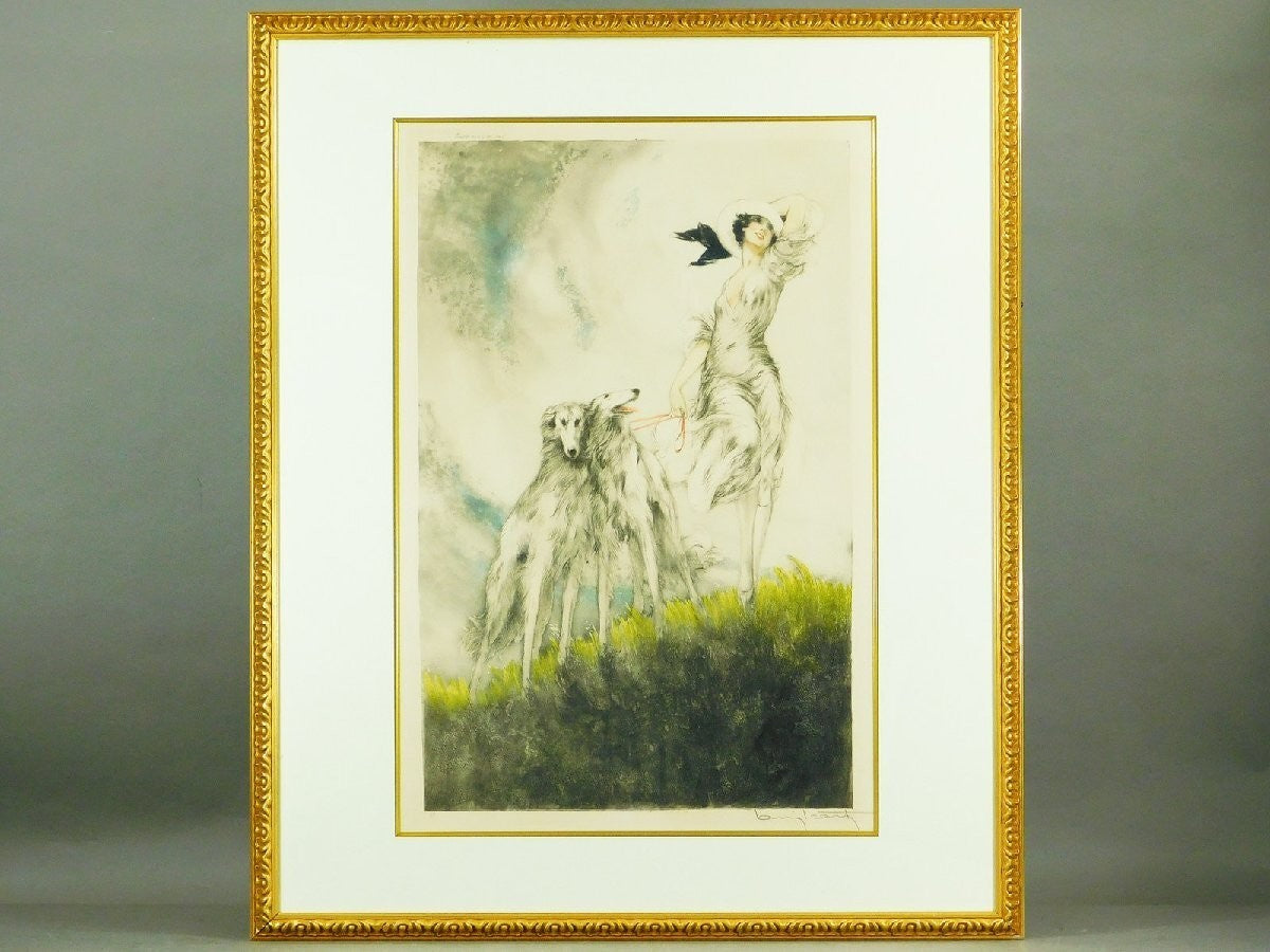 Hand signed embossed seal framed joy life of louis icart etching aquatint 1929