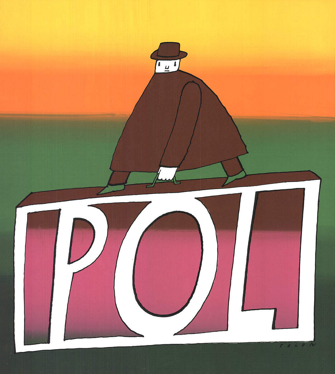Jean-Michel Folon Pol " Serigraph Surrealism Multicolor, Pink, G