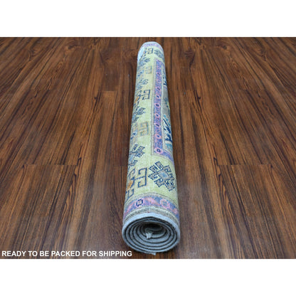 3'2"X4'9" Colorful Fusion Kazak Organic Wool Hand Knotted Oriental Rug