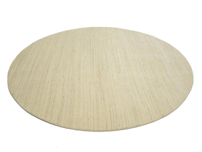 Cream Solid Hand-Loomed 8X8 Gabbeh Wool Rug