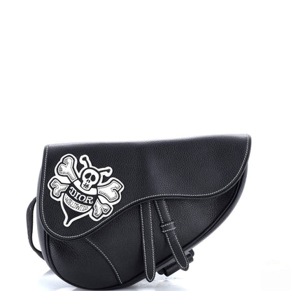 Christian Dior Shawn Stussy Saddle Crossbody Bag Leather With Applique