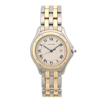 Cartier Panther Cougar Lm 2Row W35006B6 Beige Men'S Used Watch #7107