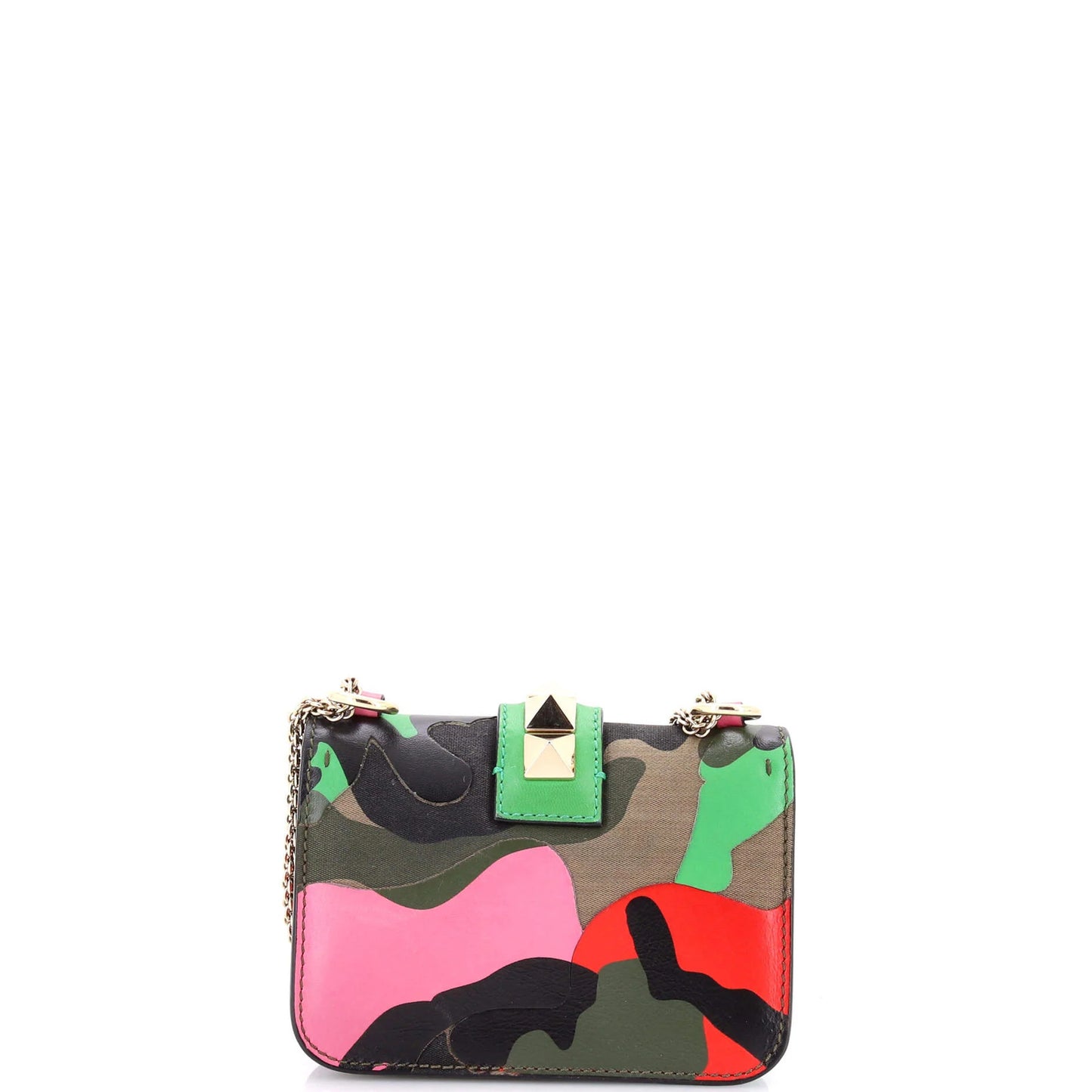 Valentino Garavani Glam Lock Shoulder Bag Camo Leather And Canvas Mini
