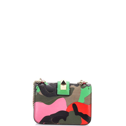 Valentino Garavani Glam Lock Shoulder Bag Camo Leather And Canvas Mini