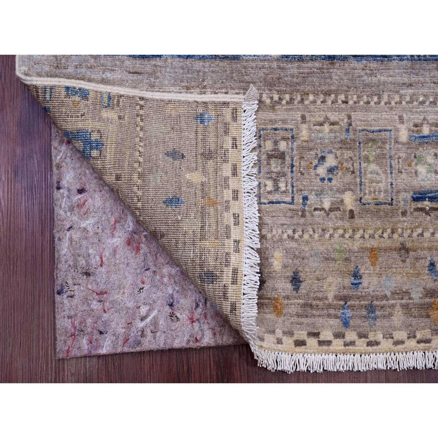 2'8"X19'1" Blue Kashkuli Animal Figurines Wool Hand Knotted Runner Rug