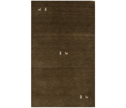 Brown wool area rug modern gabbeh 3x5 brown tribal design entryway carpet