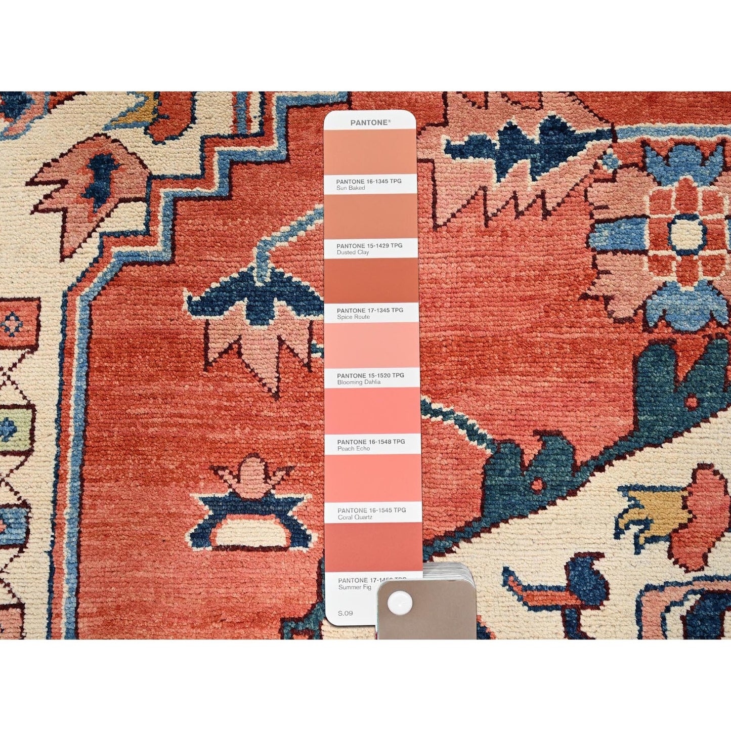 8'3"X9'10" Orange Peshawar With Serapi Heriz Design Wool Hand Knotted Rug