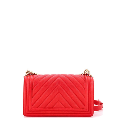 Chanel Boy Flap Bag Chevron Caviar Old Medium
