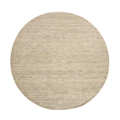 8'1"X8'1" Gray Undyed Natural Wool Modern Hand Knotted Round Rug
