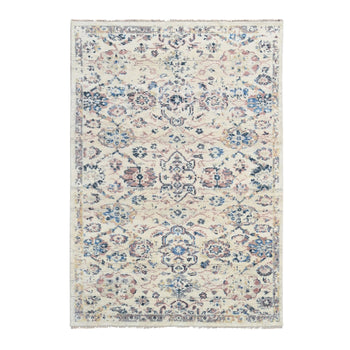 6'X9'Cream Mahal Design Hand Knotted Wool Soft Pile Oushak Oriental Rug