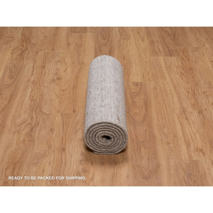 2'7"X8' Brown Hand Loomed Natural Wool Vertical Stripes Design Runner Rug