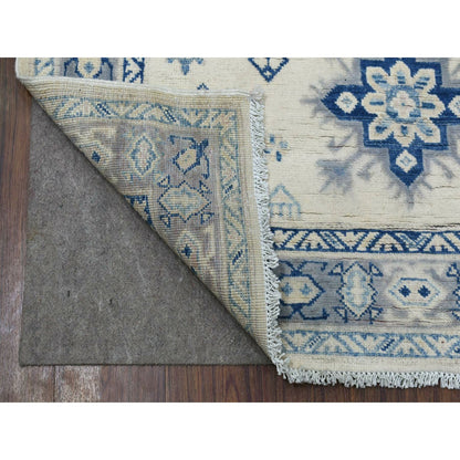 3'9"X5'9" Ivory Vintage Look Kazak Organic Wool Hand Knotted Rug