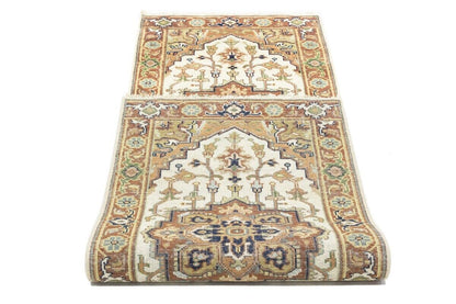 Heriz Serapi Oriental Runner Rug Geometric Design
