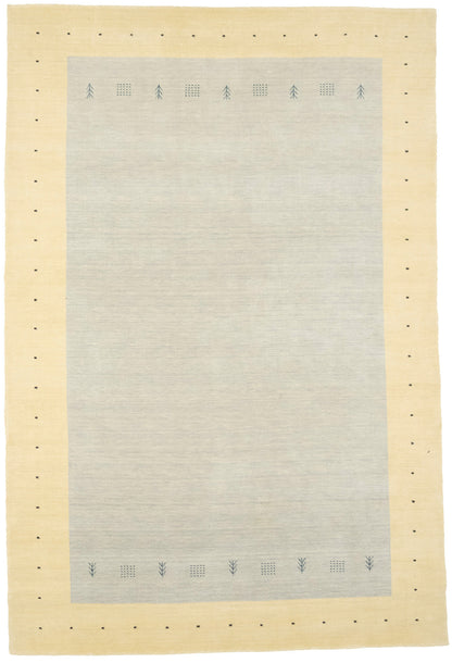 Hand-Loomed Gabbeh Border Rug Plush Tribal Carpet
