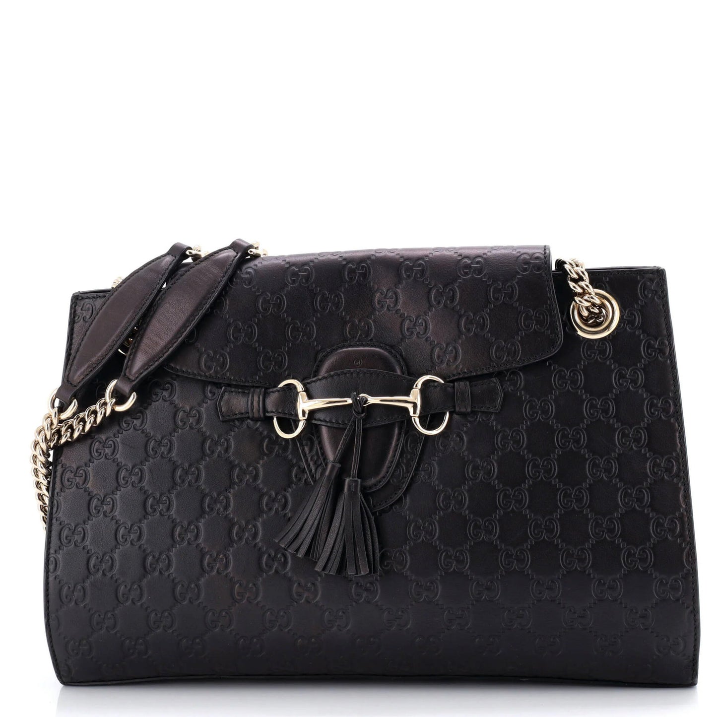 Gucci Emily Chain Flap Shoulder Bag Guccissima Leather Large