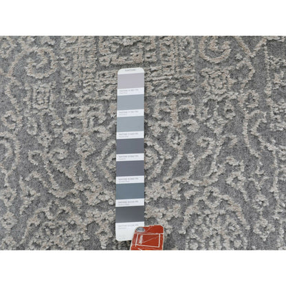 2'5"x10'2" Fine jacquard Hand Loomed Modern Wool And Art Silk Runner Rug
