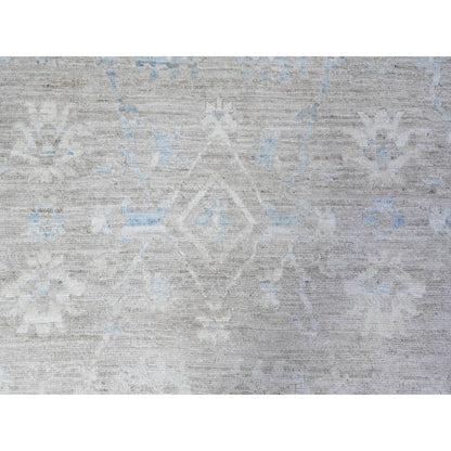 8'9"X11'10" Gray White Wash Peshawar Wool Hand Knotted Oriental Rug