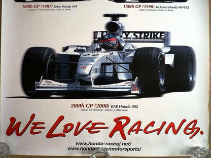 Honda F1 Gp 200Th Entry Commemorative Poster 1964-2000 1 Sheet 4028 Inch