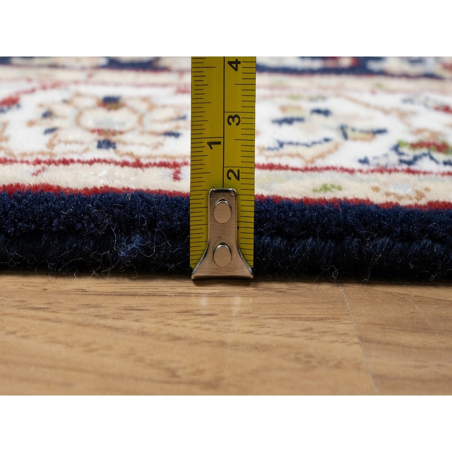 2'7"X16' Blue Nain Floral Design Wool And Silk Hand Knotted Runner Rug