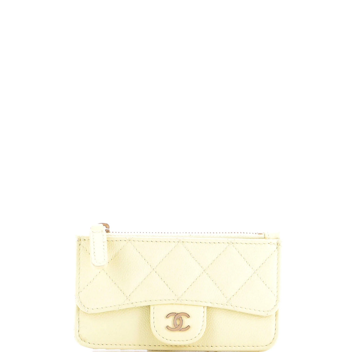 Chanel Flap Zip Card Holder Quilted Caviar