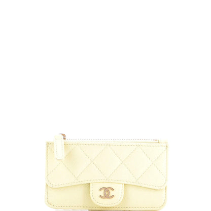 Chanel Flap Zip Card Holder Quilted Caviar