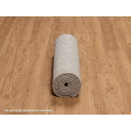 2'7"X10' Brown Natural Wool Salt And Pepper Effect Hand Loomed Runner Rug