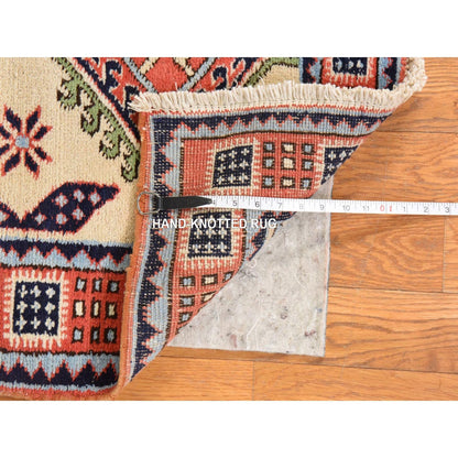 2'6"X13'1" Reed Yellow Vintage Zoroastrian Hand Knotted Wool Runner Rug
