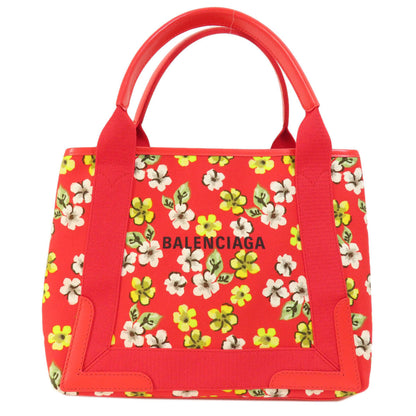 Balenciaga  329933 Handbag Navy Cabas Flower