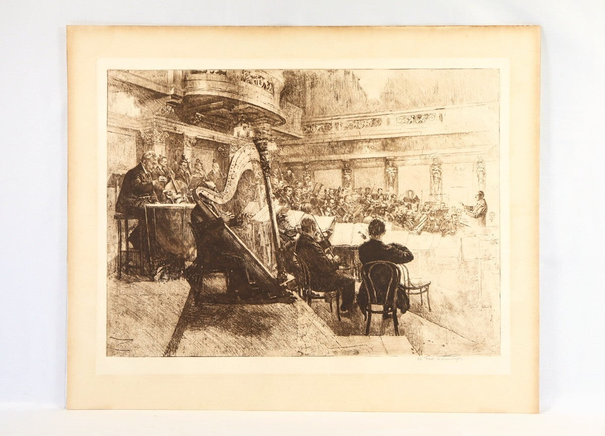 Ferdinand Schmutzer 1926 Original Etching -Wiener Philharmoniker Austrian Signed