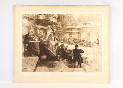 Ferdinand Schmutzer 1926 Original Etching -Wiener Philharmoniker Austrian Signed