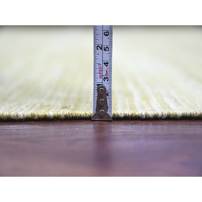 8'8"X12' Green Solid Design Hand Woven Hand Spun Wool Flat Weave Rug