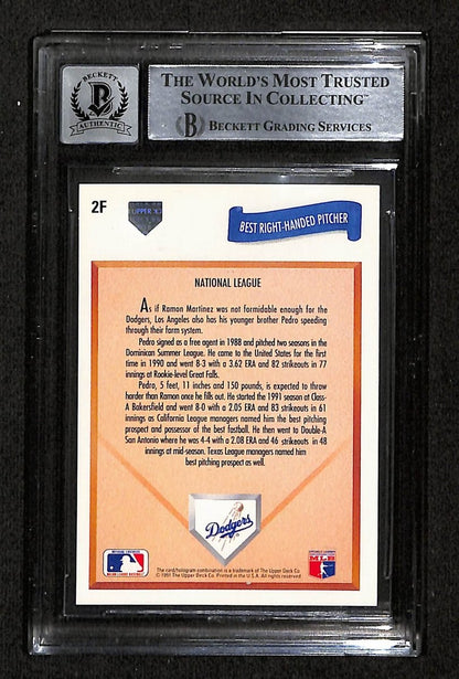 Pedro Martinez Hof Signed 1991 Upper Deck Rc Card #2F Bas/Beckett Gem Mint 10